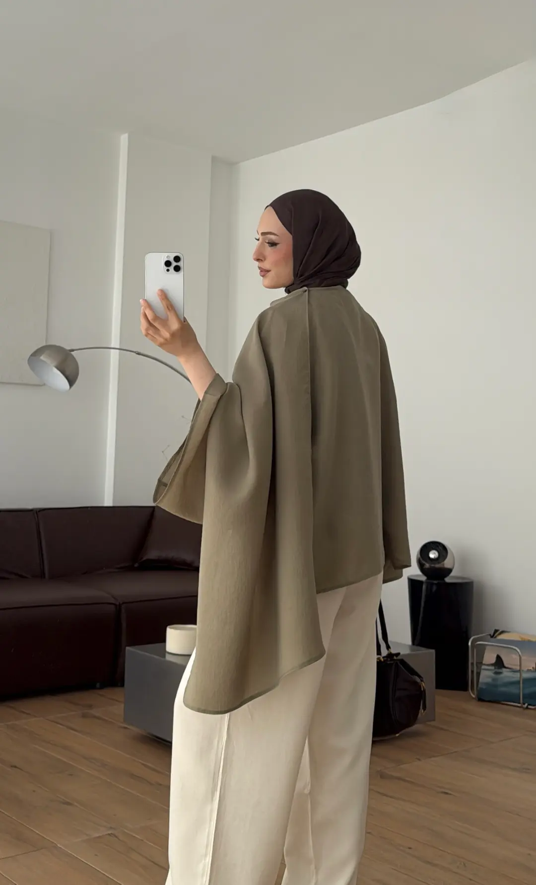 Şal Detay Bluz Olive