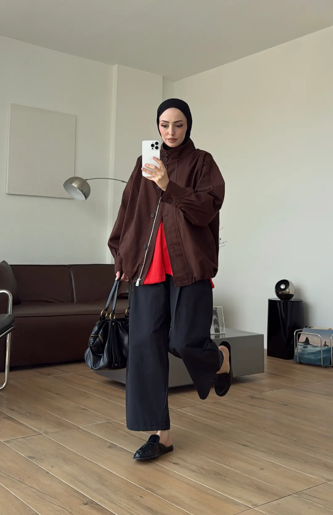 Gabardin Bomber Ceket Kahve