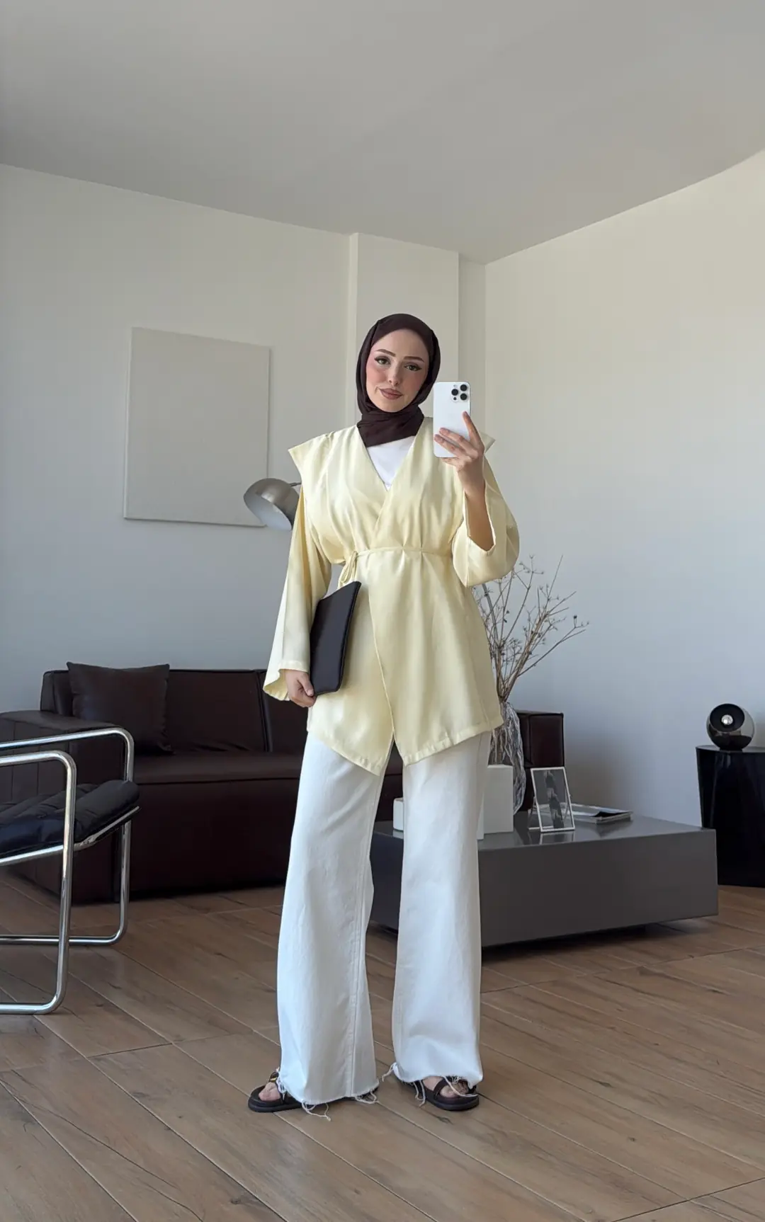 Omuz Detay Bağcıklı Tunik Sarı