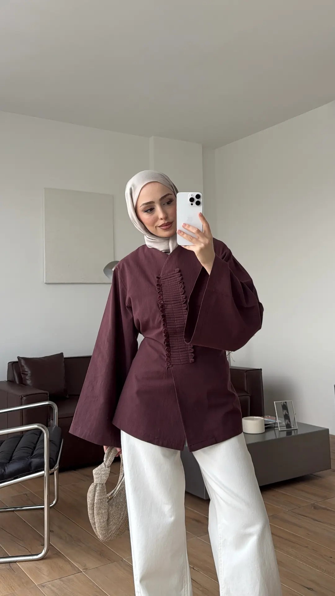 Vera Tasarım Keten Bluz Mürdüm