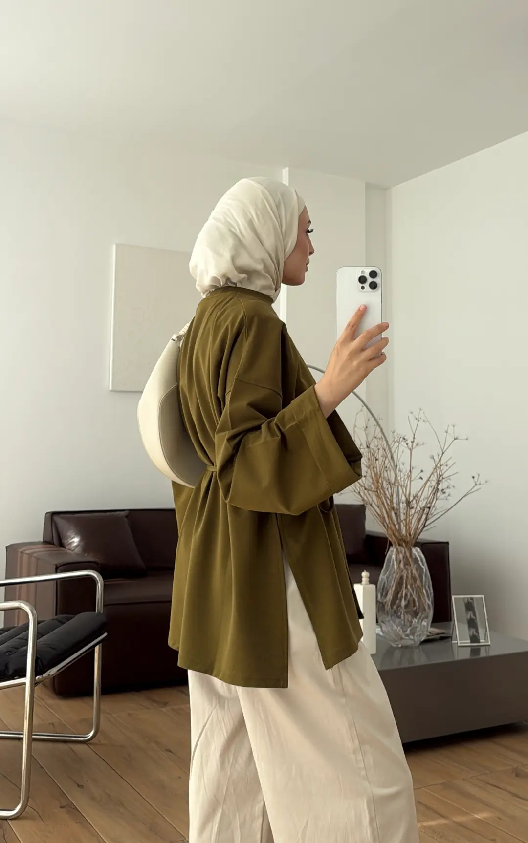 Bağlamalı Yanı Yırtmaç Detay Sweatshırt Olive