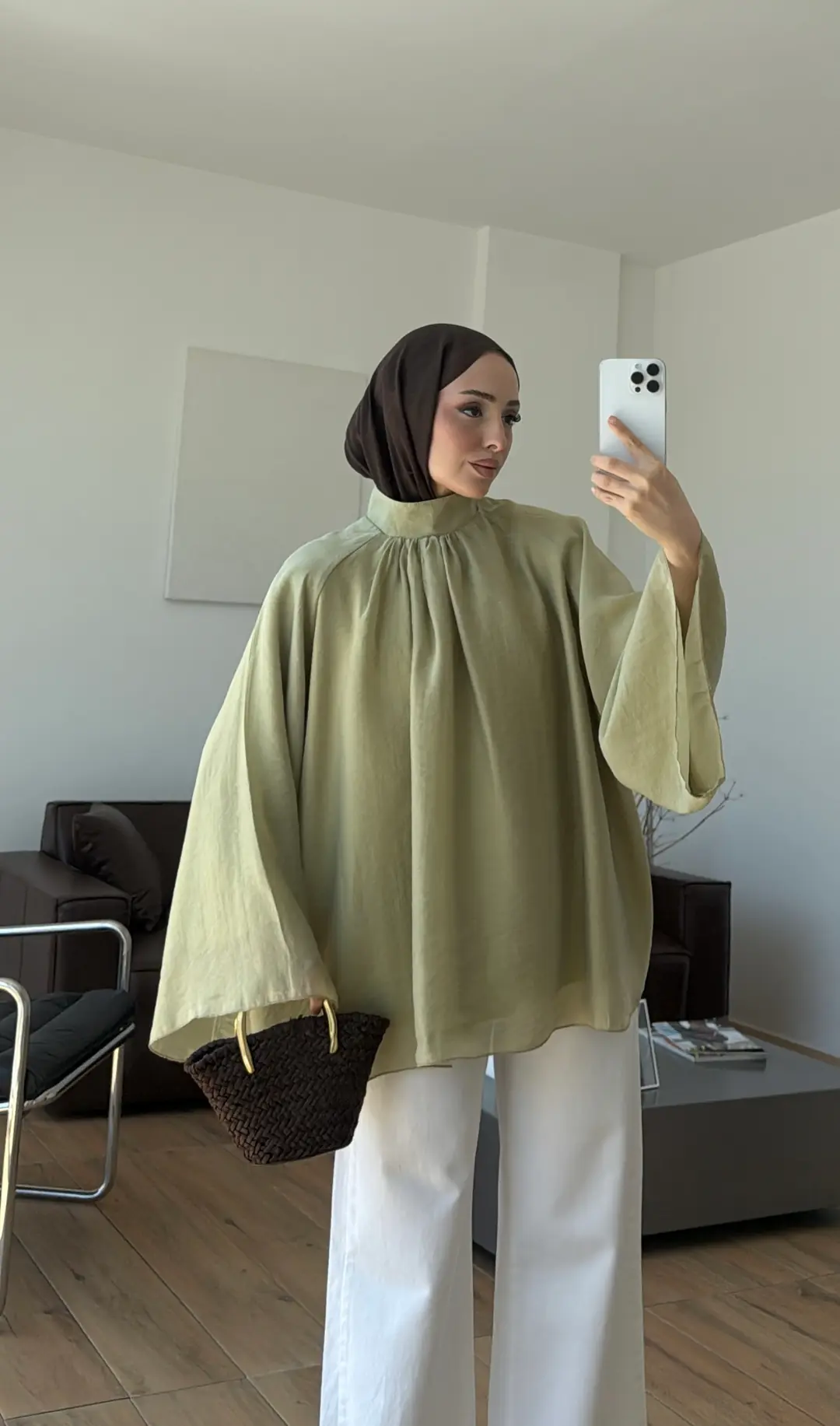 Arya Geniş Kol Bluz Açık Yeşil