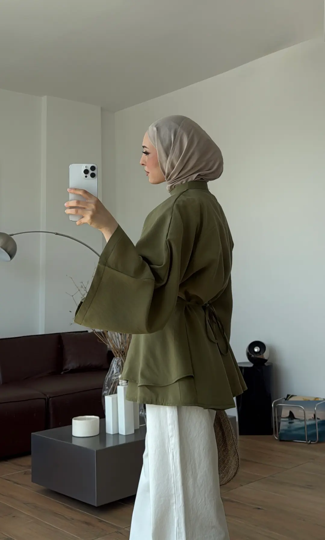 Parçalı Geniş Kol Bluz Açık Yeşil