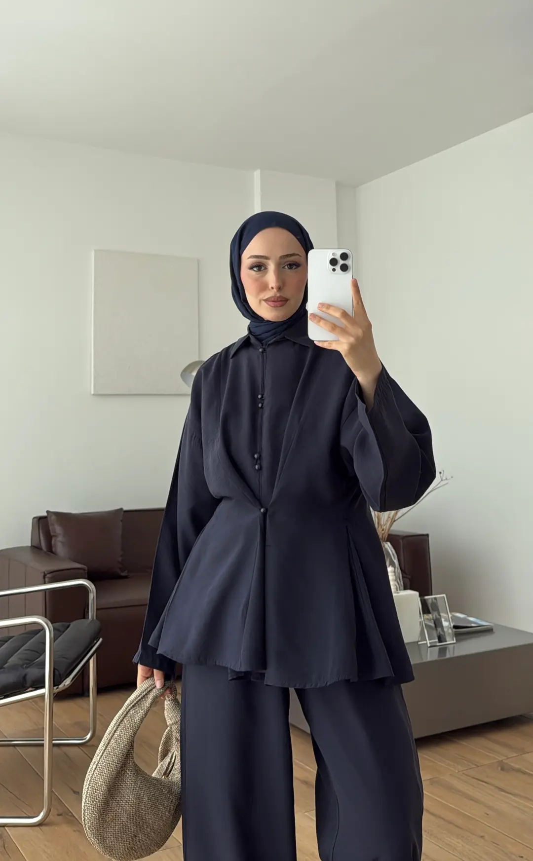 Top Düğmeli Tasarım Takım Lacivert