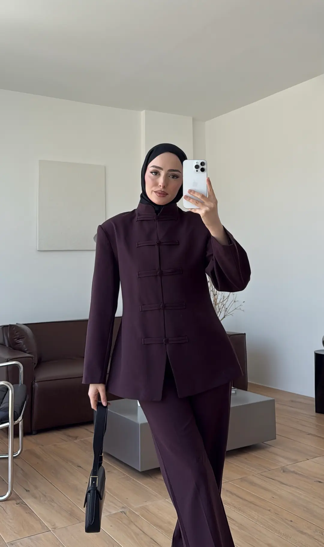Birit Detay Ceket Takım Mürdüm