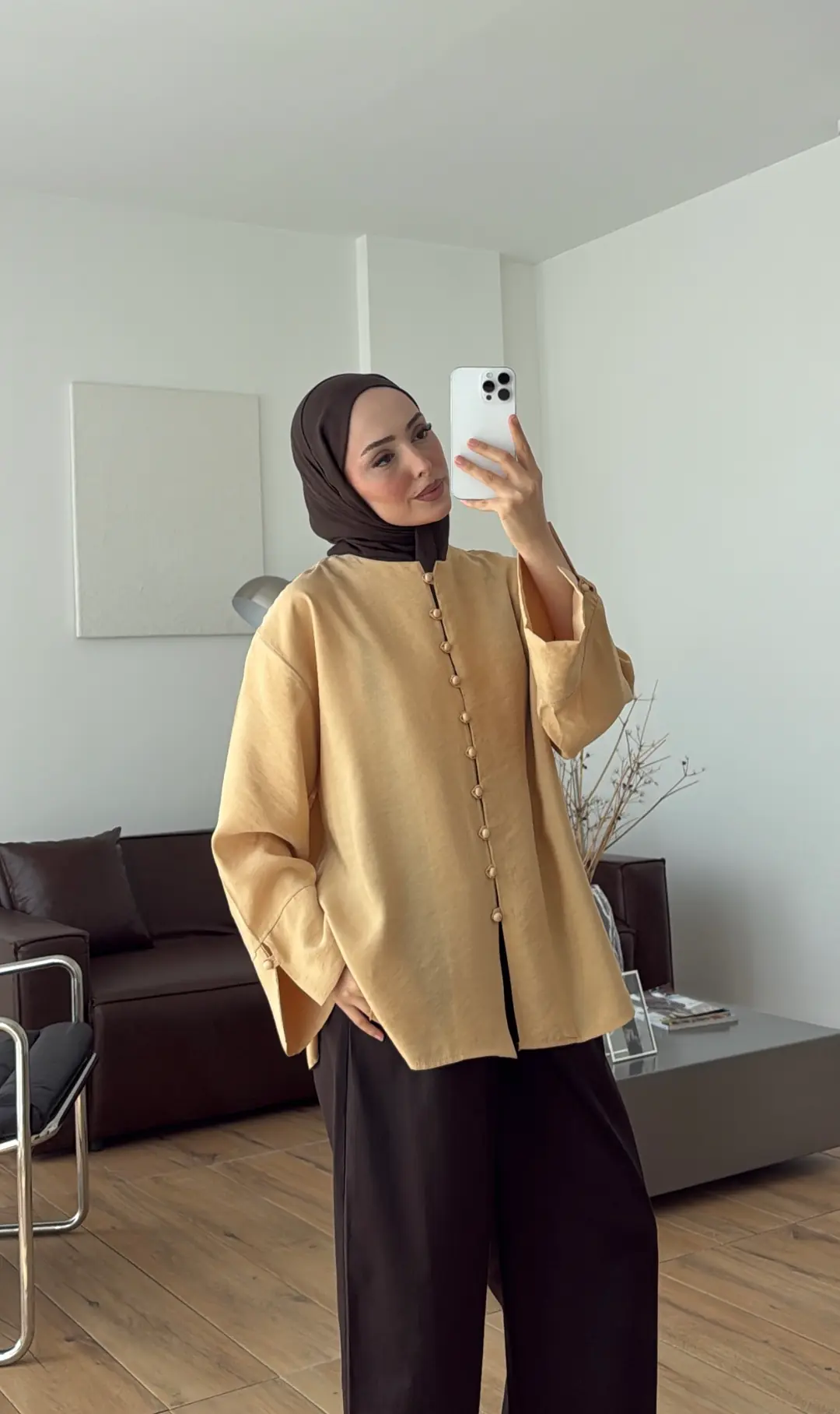 Top Düğmeli Modal Bluz Melon