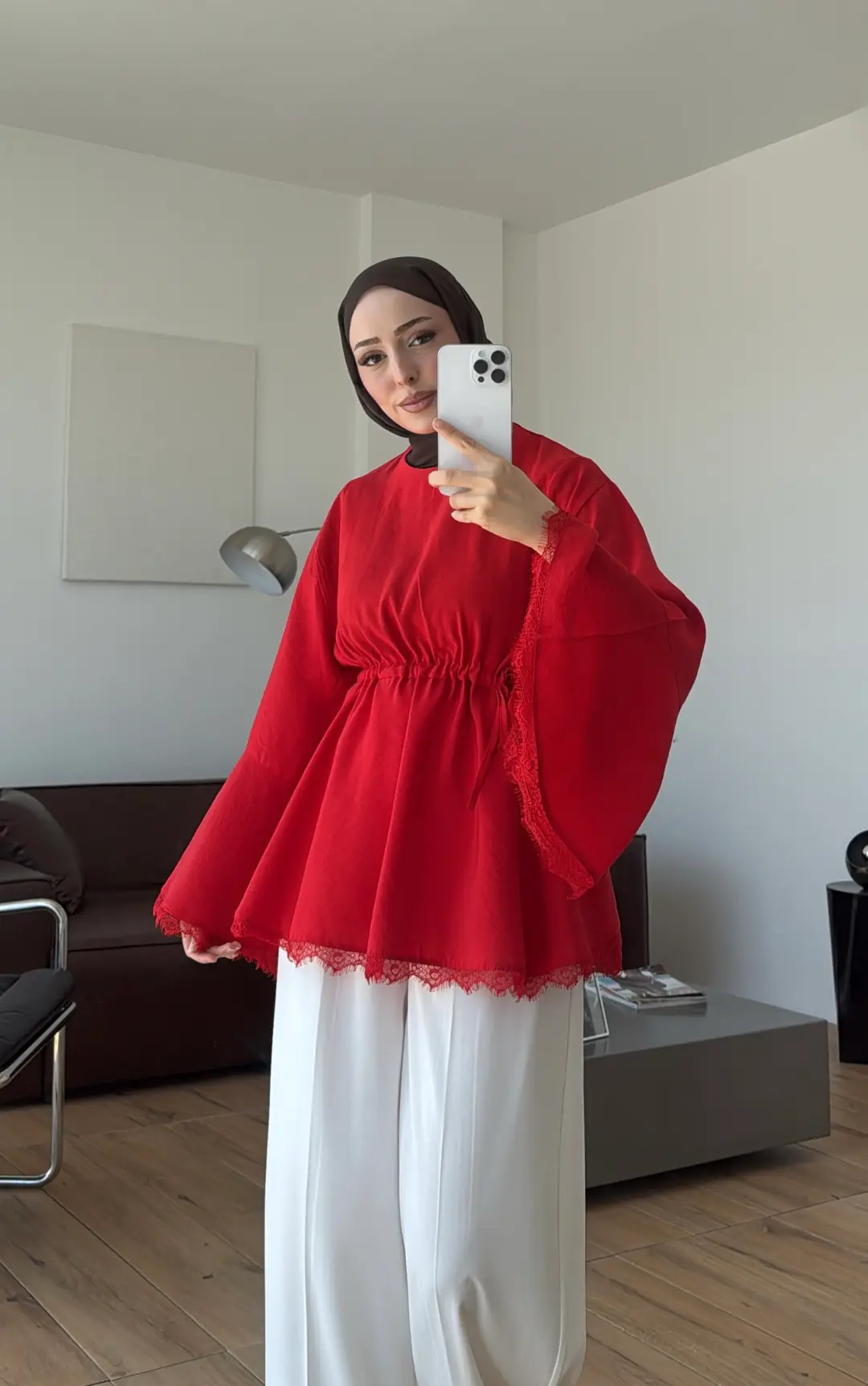 Lace Bel Detay Tunik Kırmızı