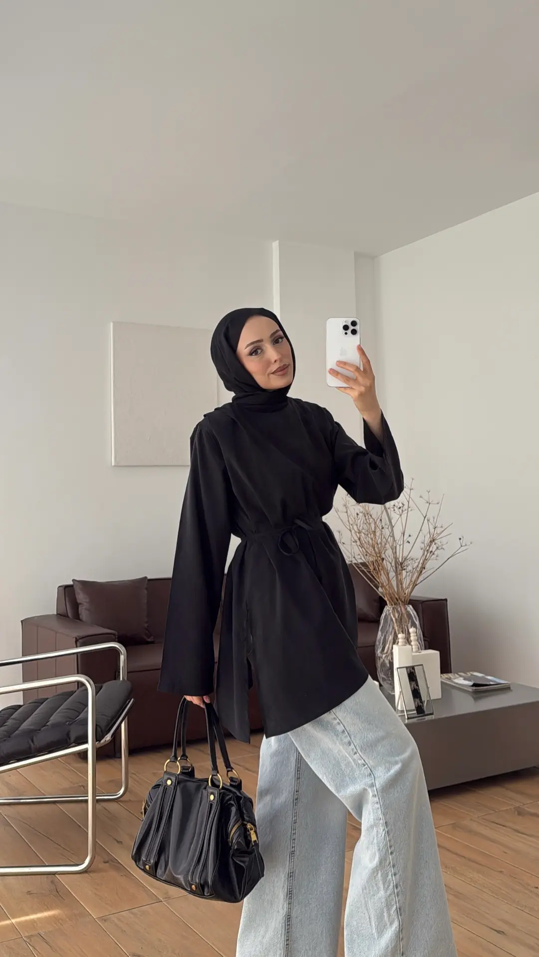 Vatkalı Asimetrik Bluz Siyah