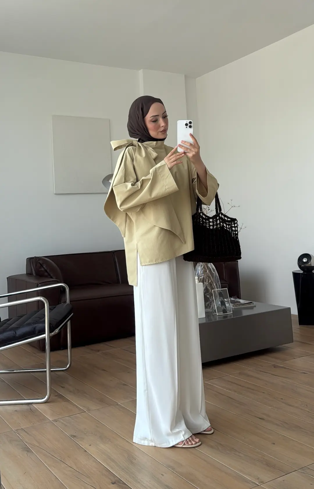 Fiyonk Detay Poplin Bluz Soft Olive