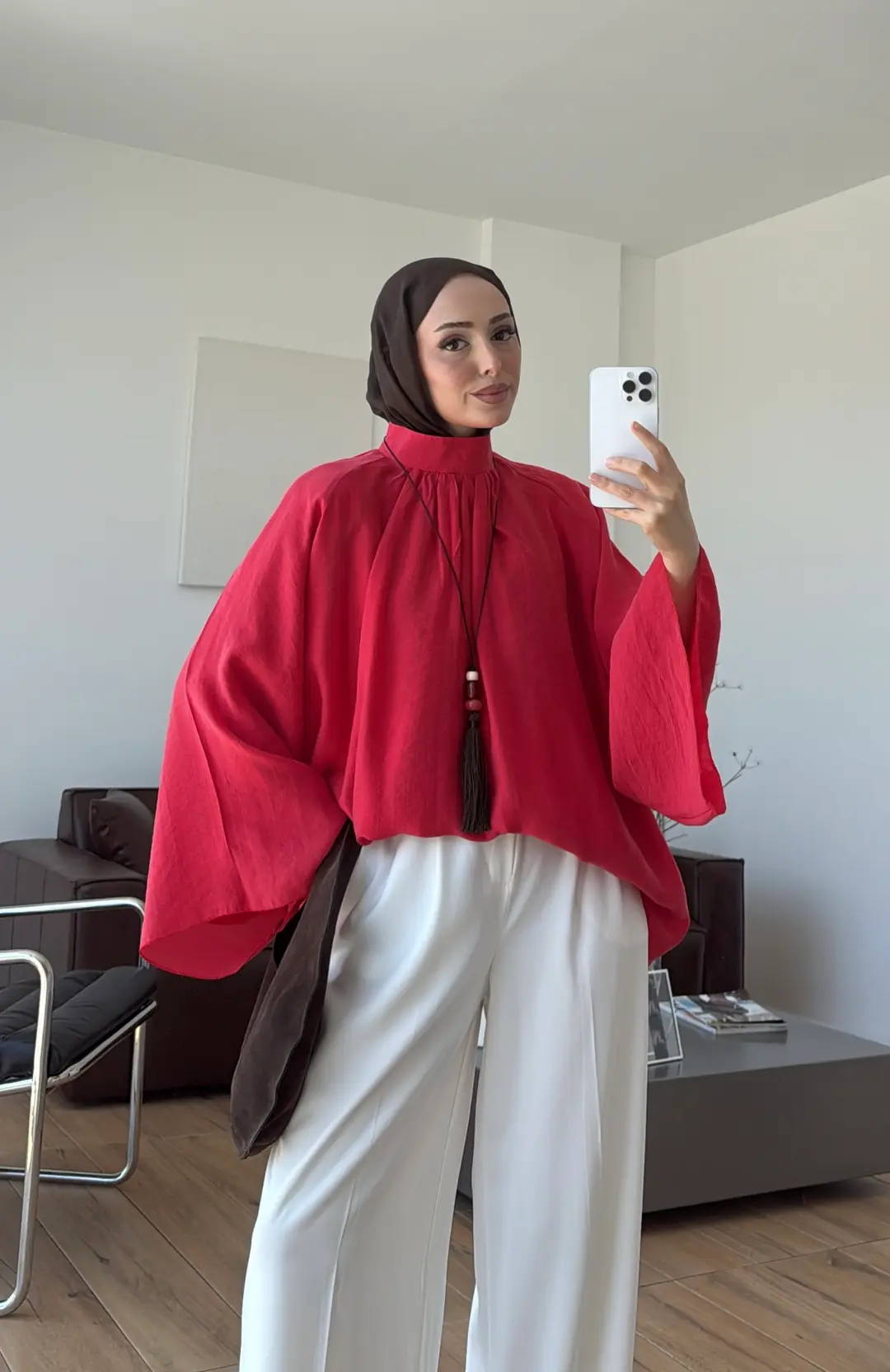 Arya Geniş Kol Bluz Kırmızı