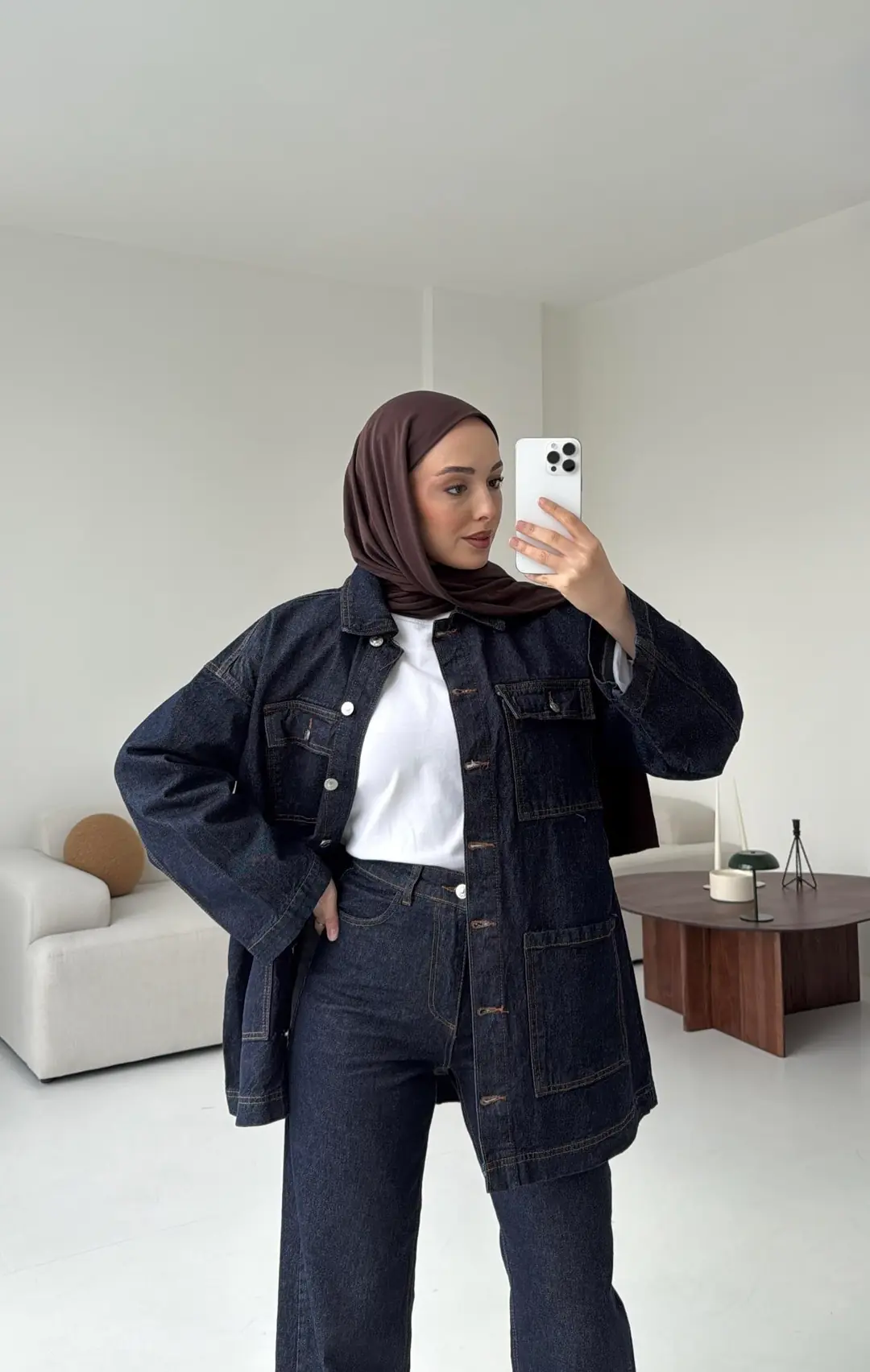 Seyyar Kemerli Denim Takım