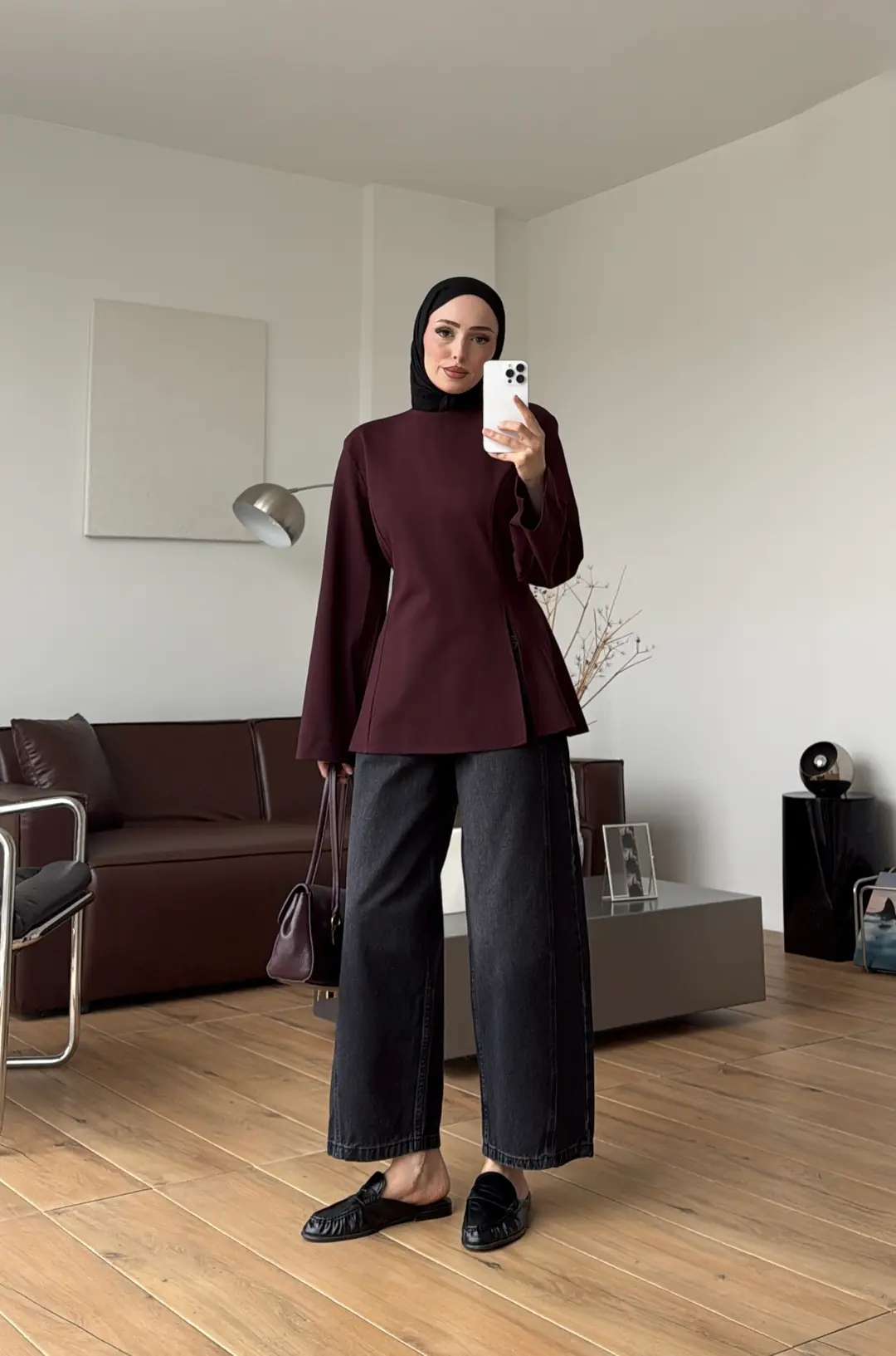 Vatkalı Yırtmaç Detay Bluz Mürdüm