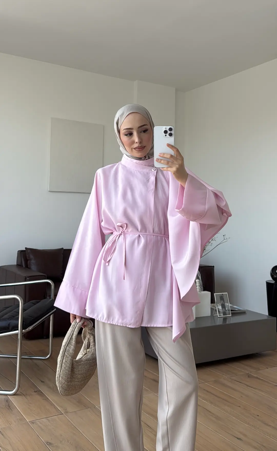 Kruvaze Kapama Volanlı Gömlek Pembe