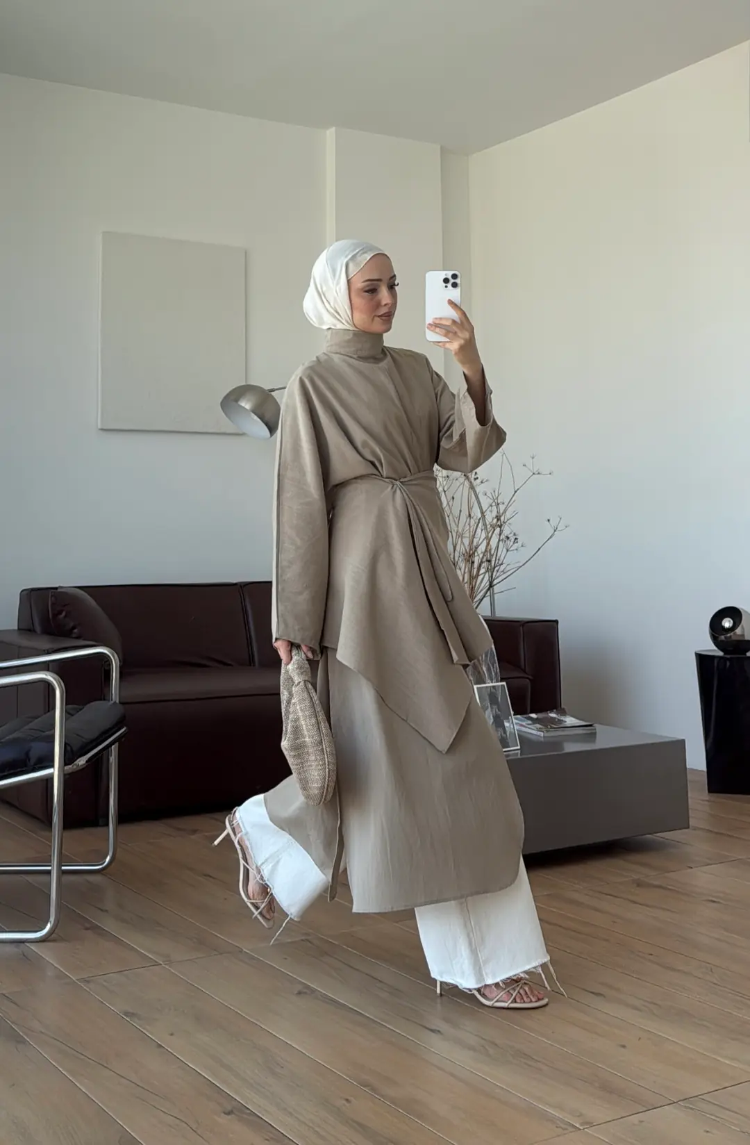 Sofia Yırtmaçlı Keten Tunik Haki