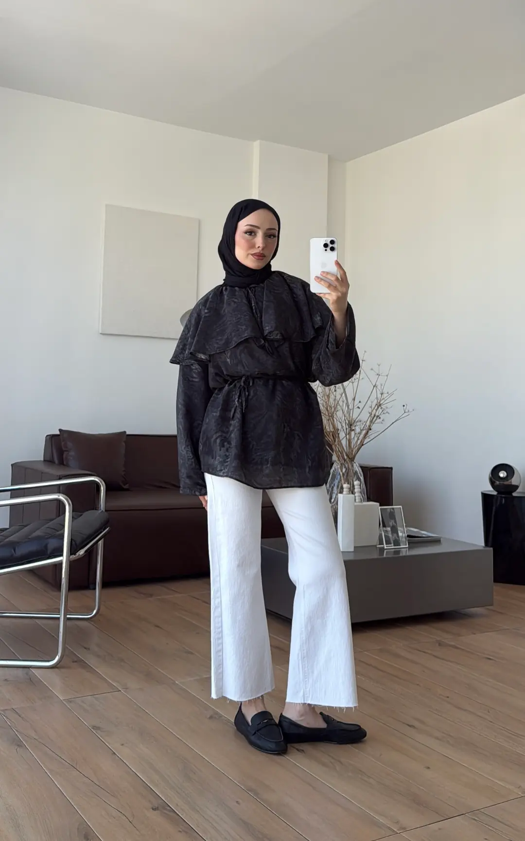Pelerinli BağcıklI Bluz Gri