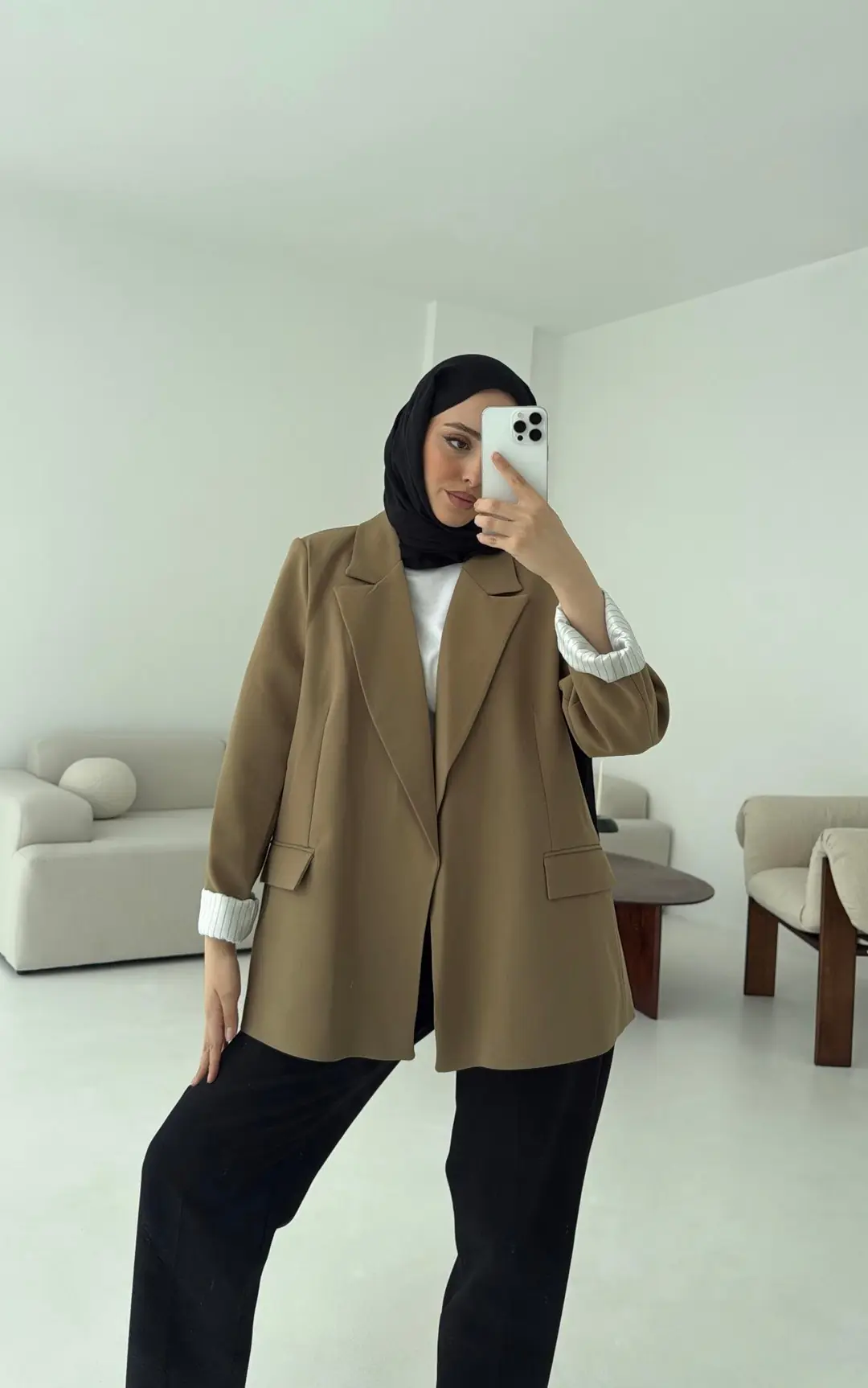 Kolu Katlamalı Blazer Olive