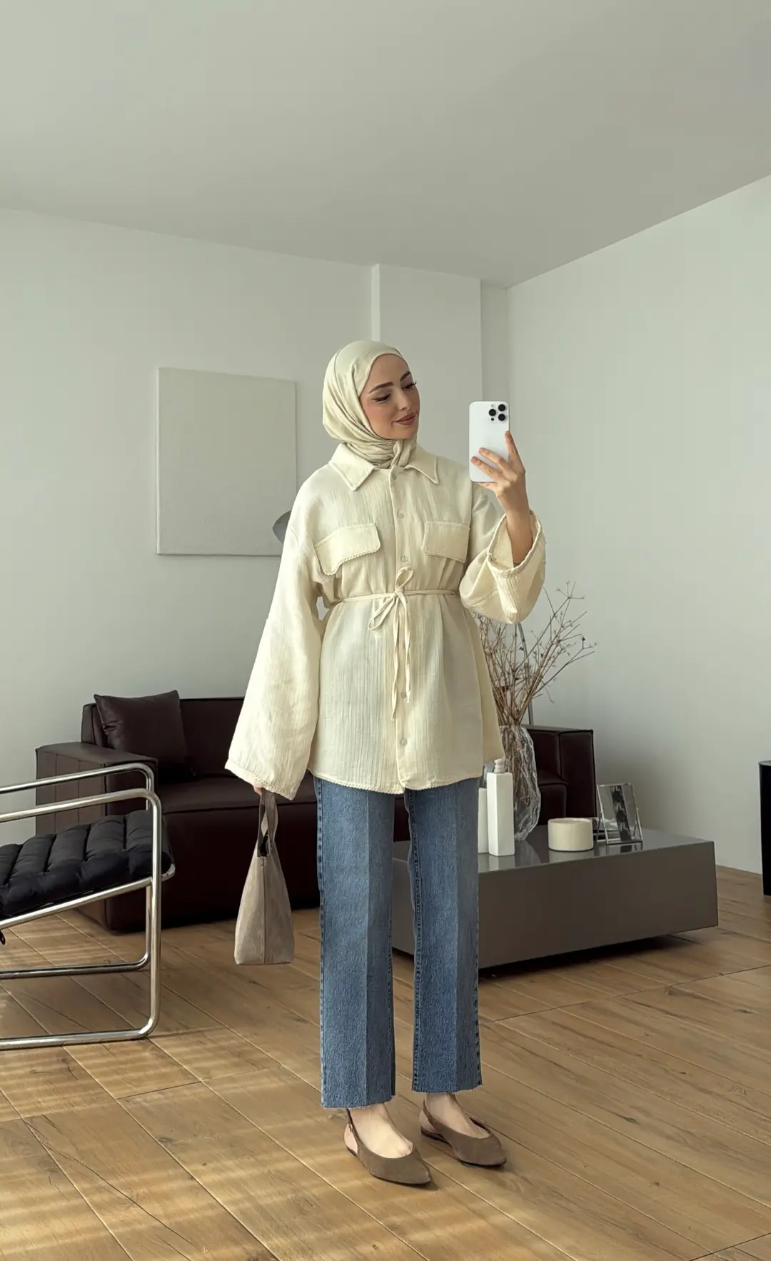 Müslin Dantel Detaylı Gömlek Krem