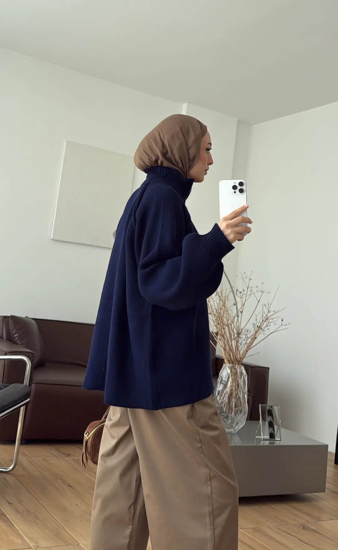 Çift Fermuarlı Triko Hırka Lacivert