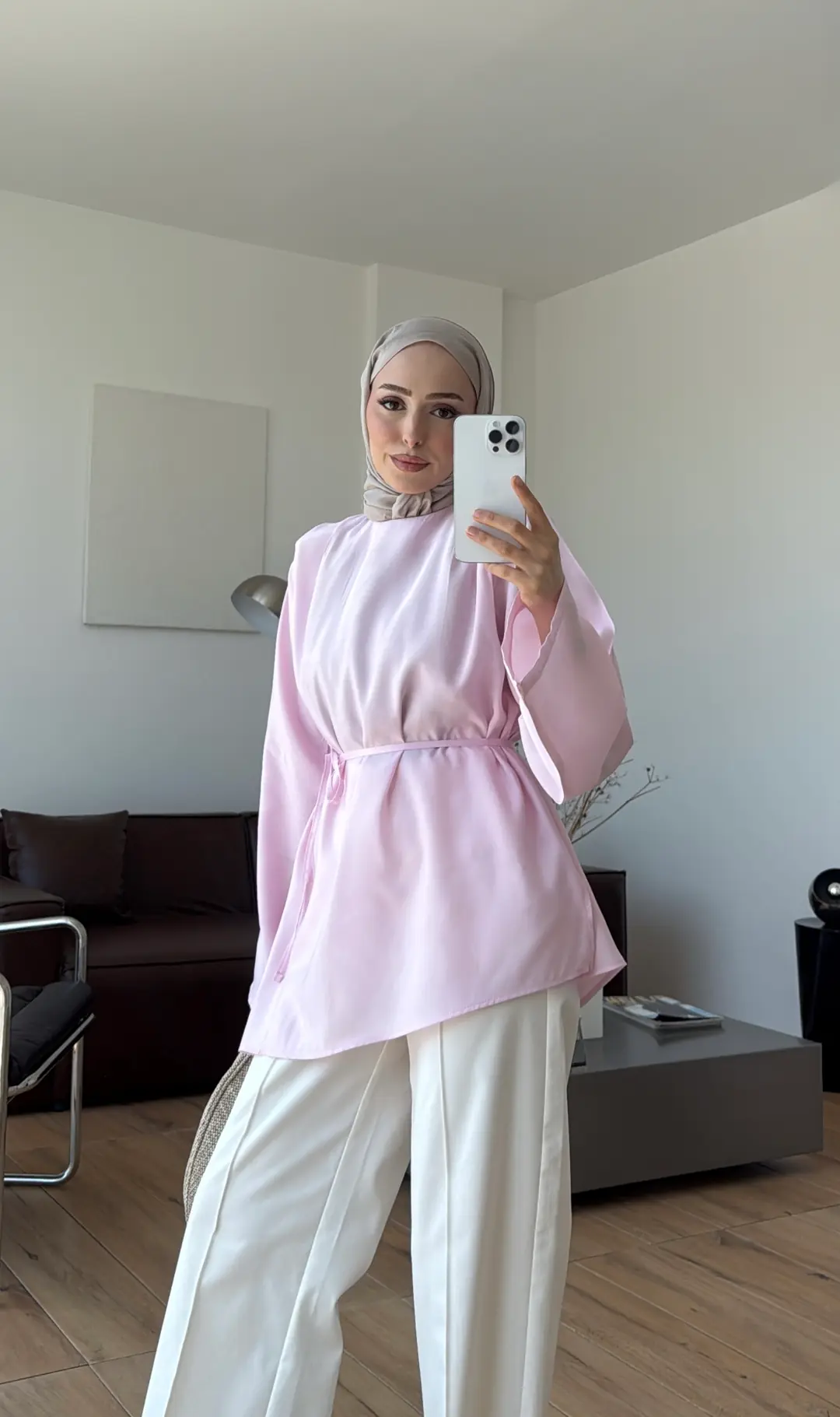 Vatkalı Asimetrik Bluz Pembe