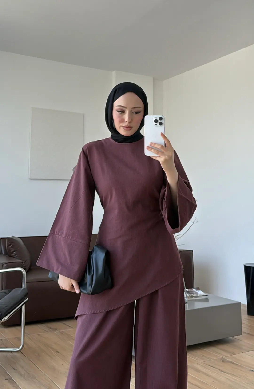 Yırtmaçlı Takım Bordo
