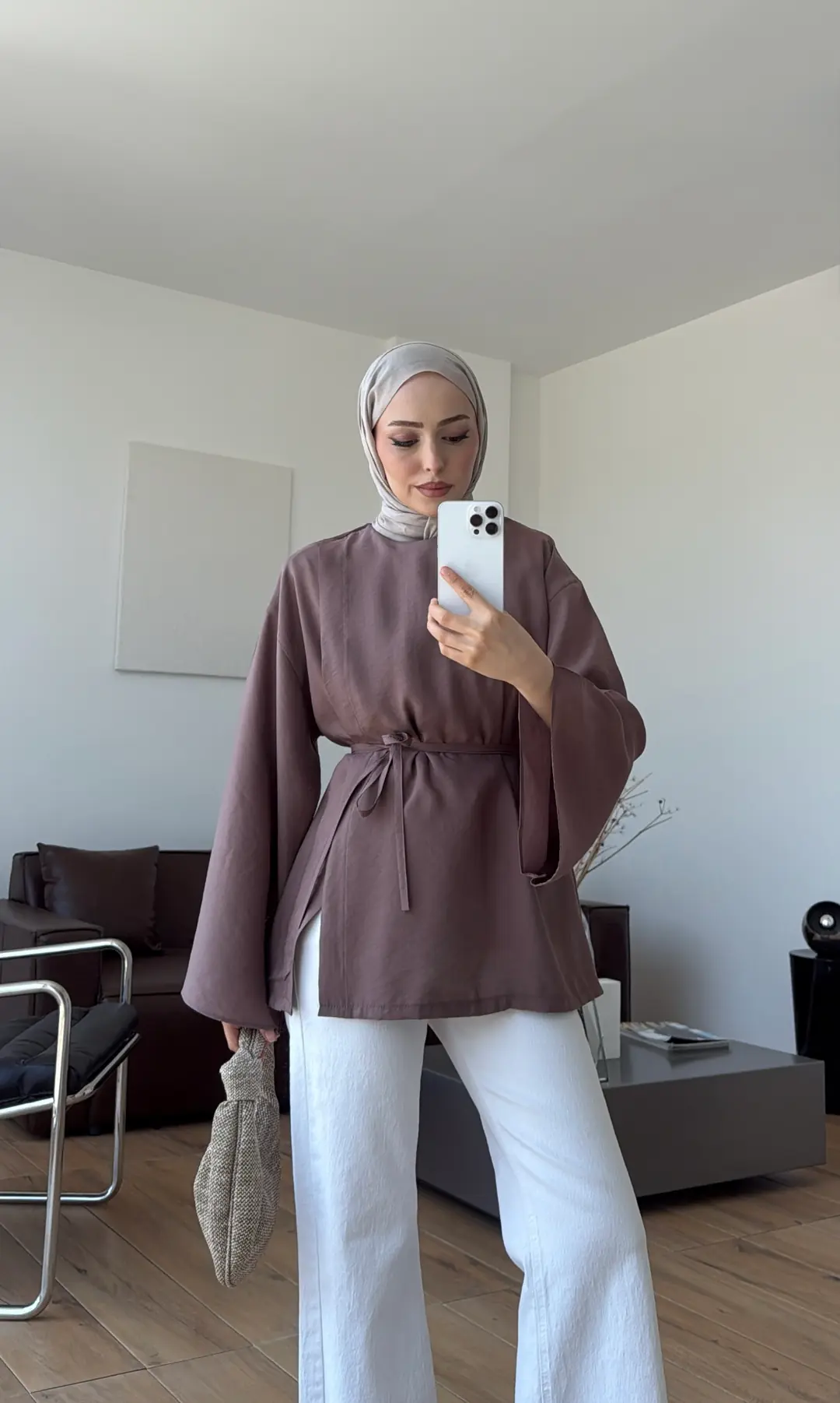 Blùm Yırtmaç Detay Bluz Vizon