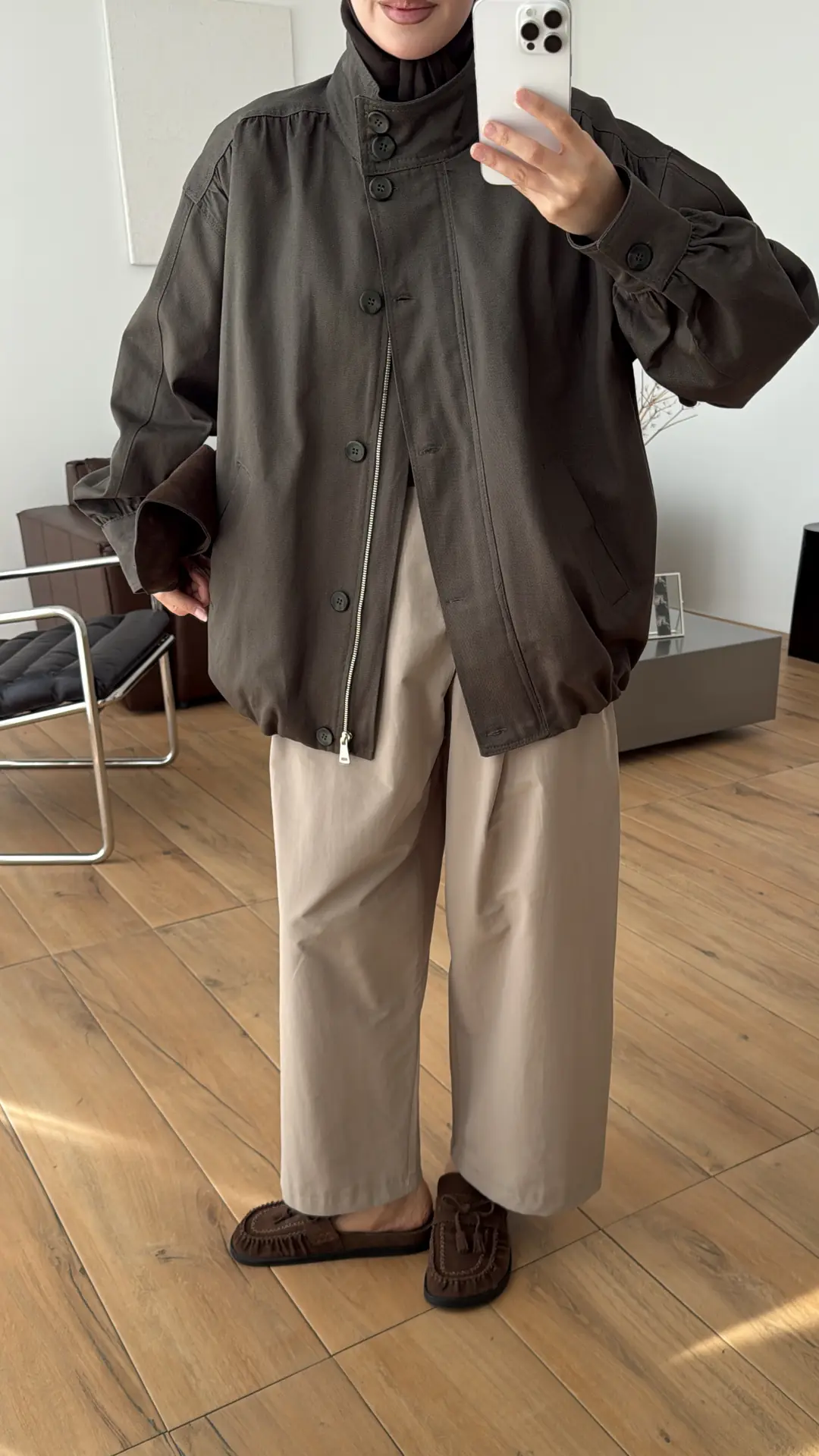 Gabardin Bomber Ceket Haki