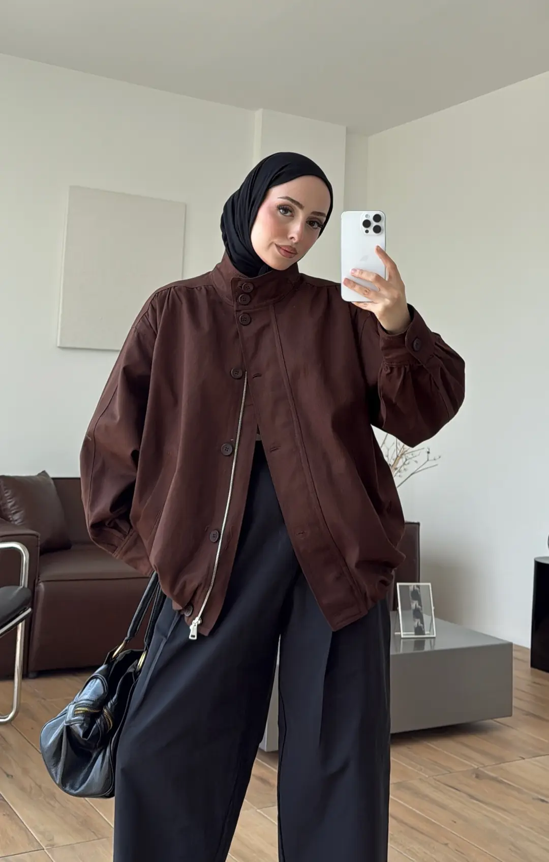 Gabardin Bomber Ceket Kahve