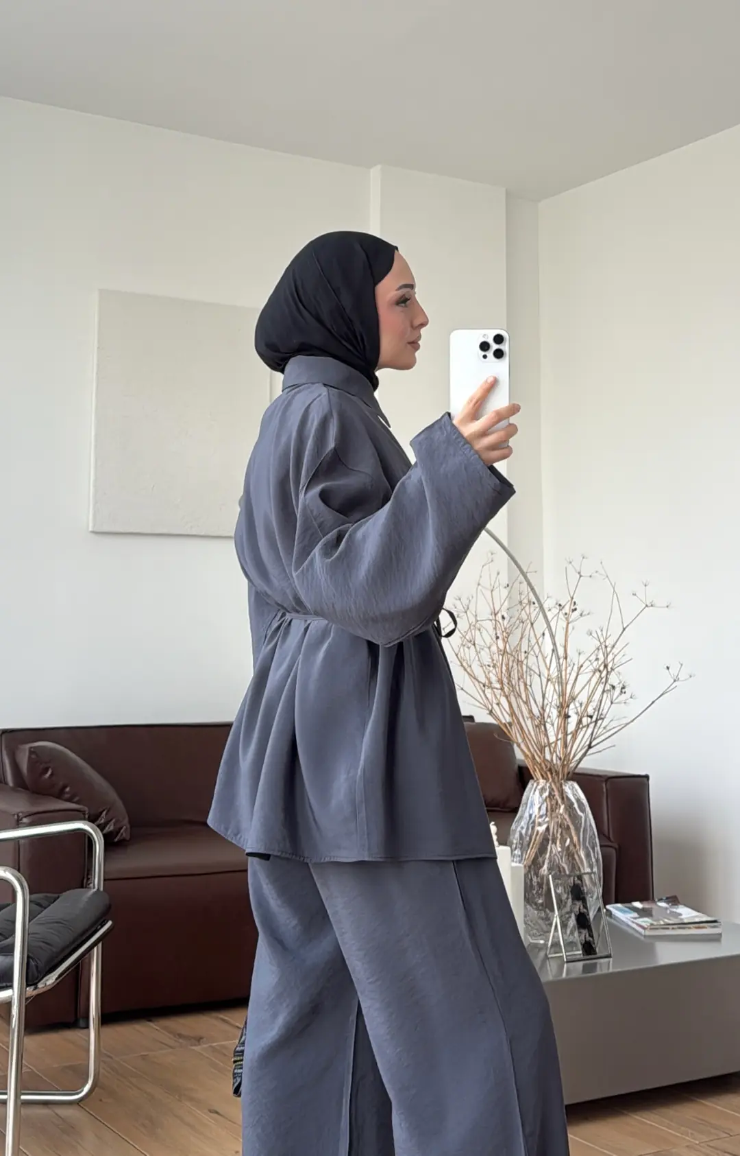 Tencel Bağlamalı Takım Gri