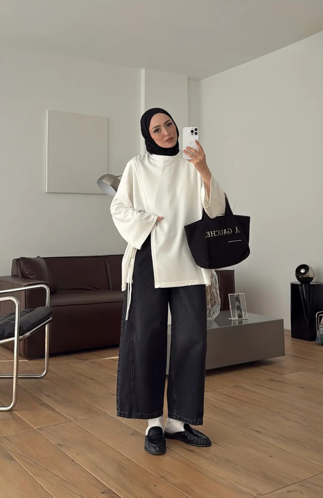 Yan Biye Bağlamalı Tunik Ekru