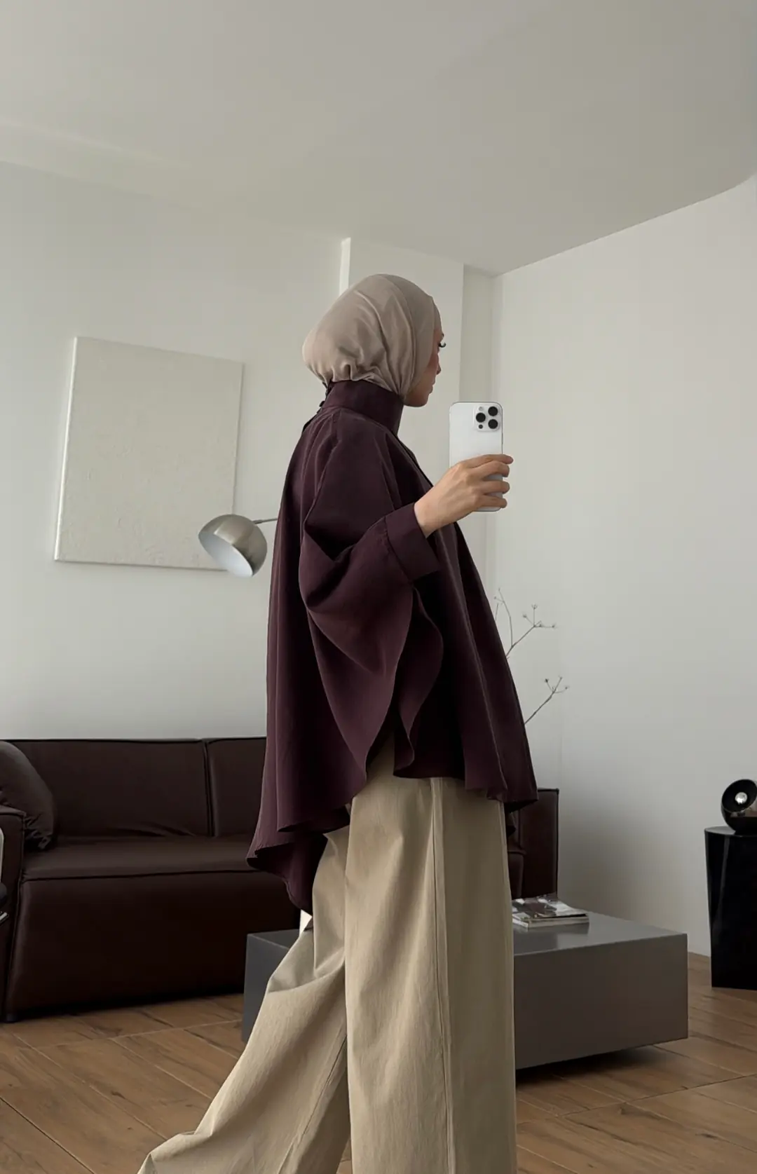 Dik Yaka Pelerin Bluz Mürdüm