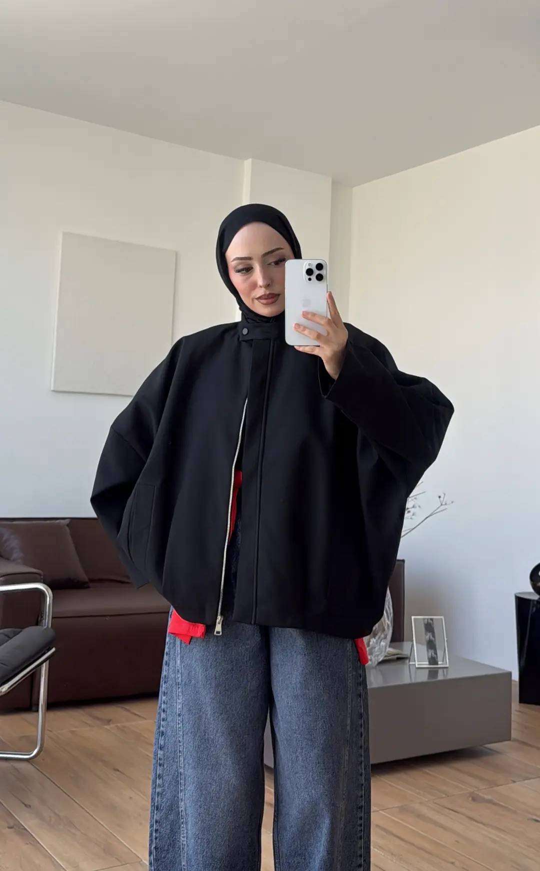 Pile Detay Bomber Ceket Siyah
