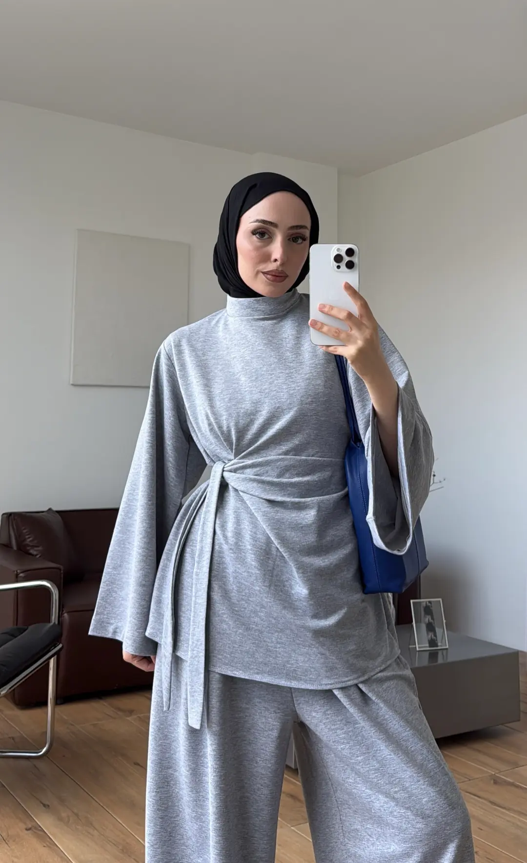 Bel Bağlamalı Penye Takım Melanj