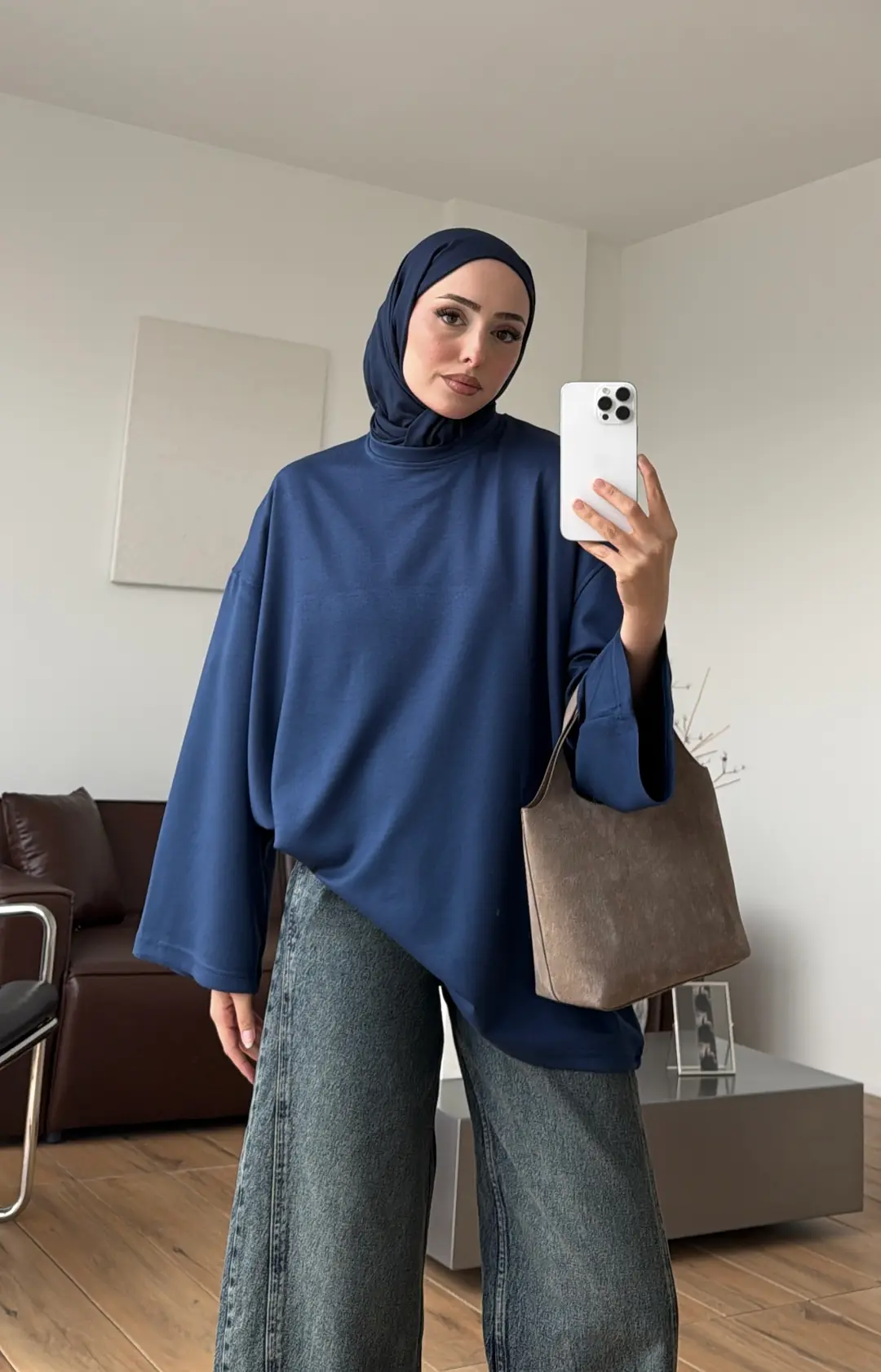 Seyyar Bağlamalı Oysho Kumaş Tunik Lacivert