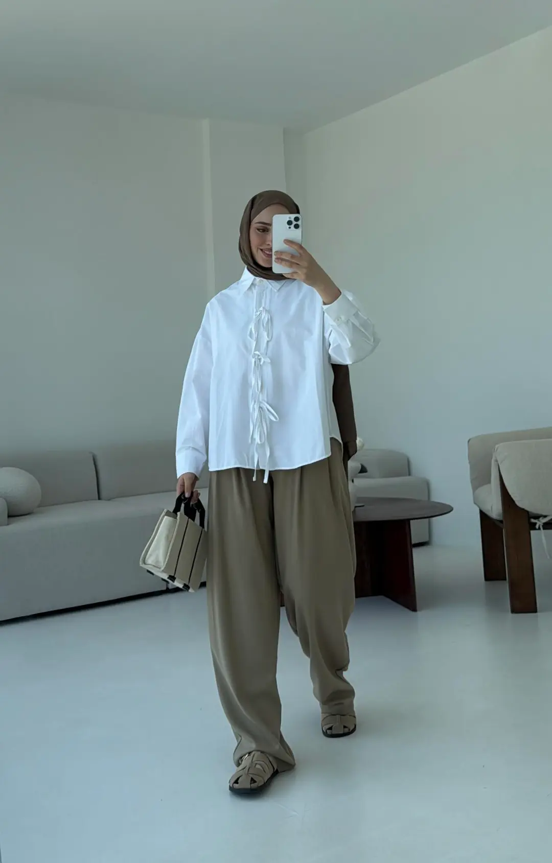 Poplin Baglamlı  Gömlek Beyaz