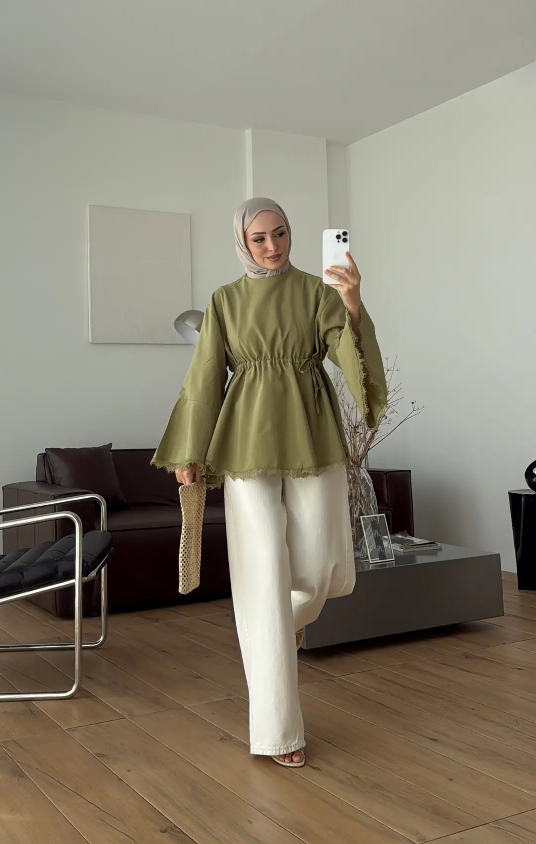 Lace Bel Detay Tunik Açık Yeşil