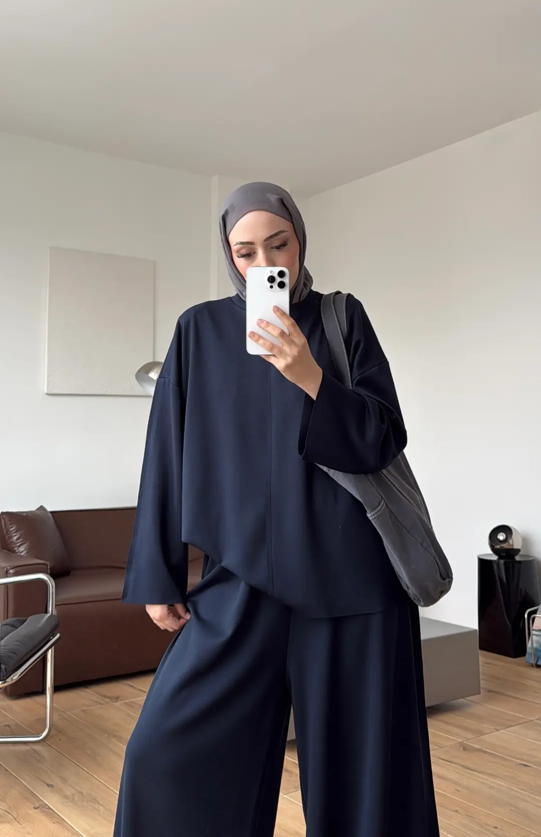 Oysho Dökümlü Bluzlu Takım Lacivert
