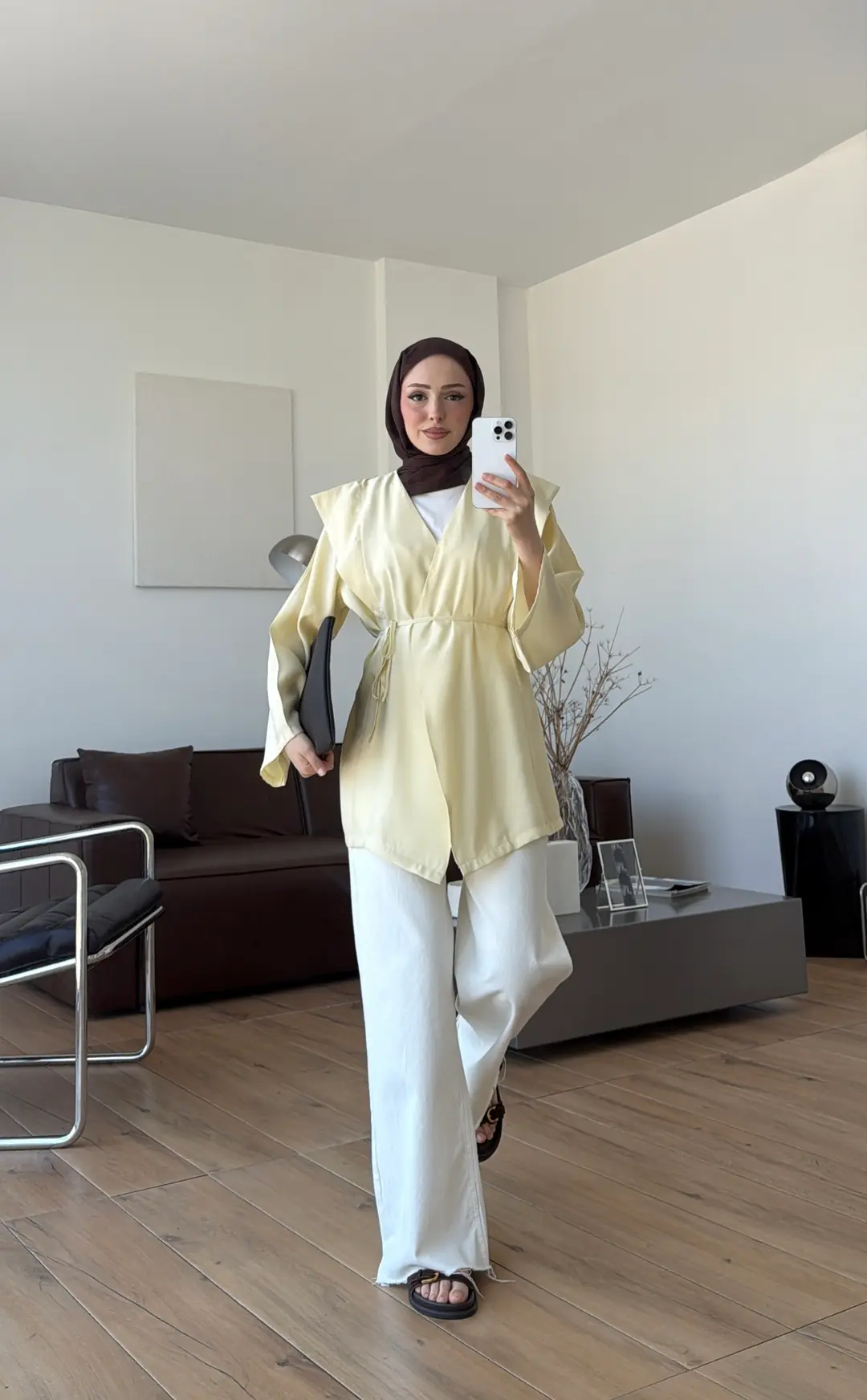 Omuz Detay Bağcıklı Tunik Sarı