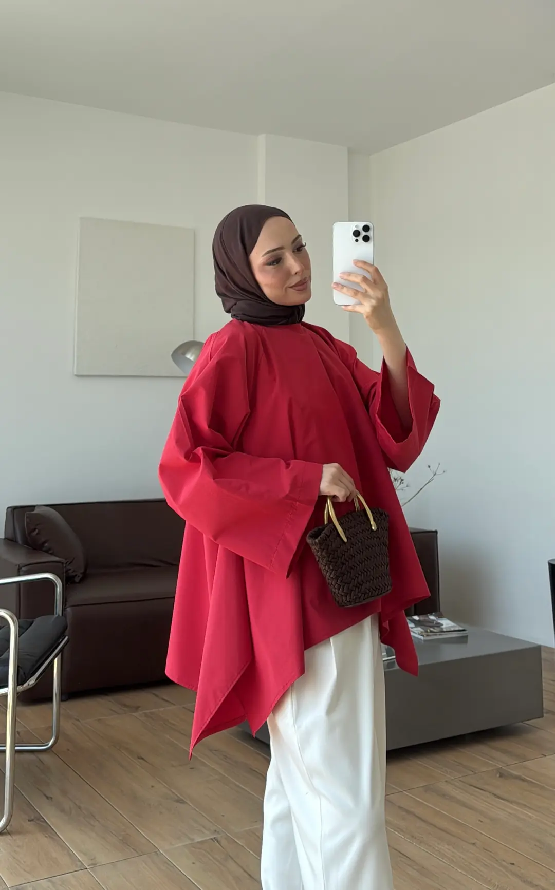 Dalgalı Tunik Kırmızı