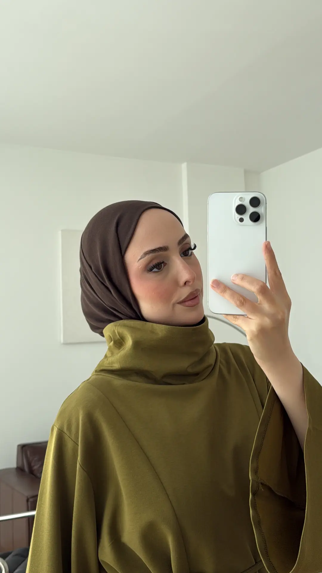 Bel Bağlamalı Dik Yaka Tunik Olive