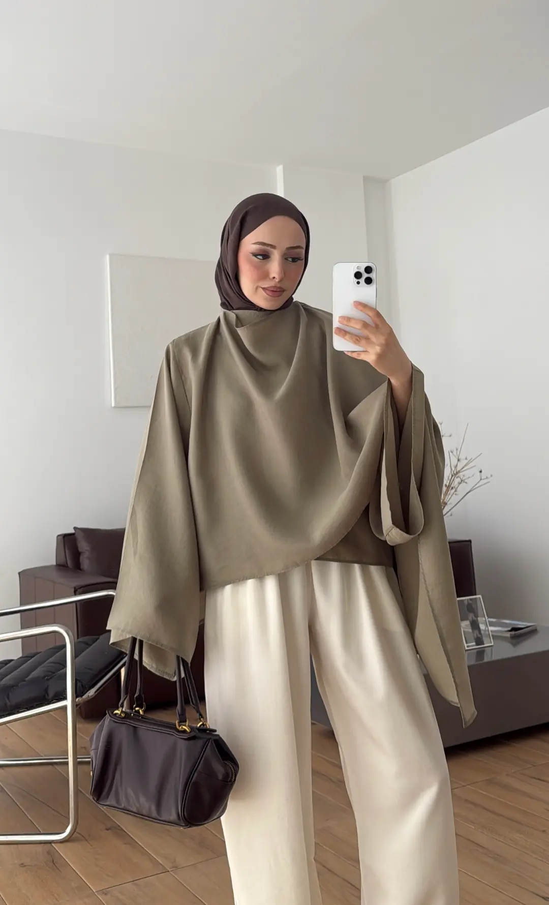 Şal Detay Bluz Olive