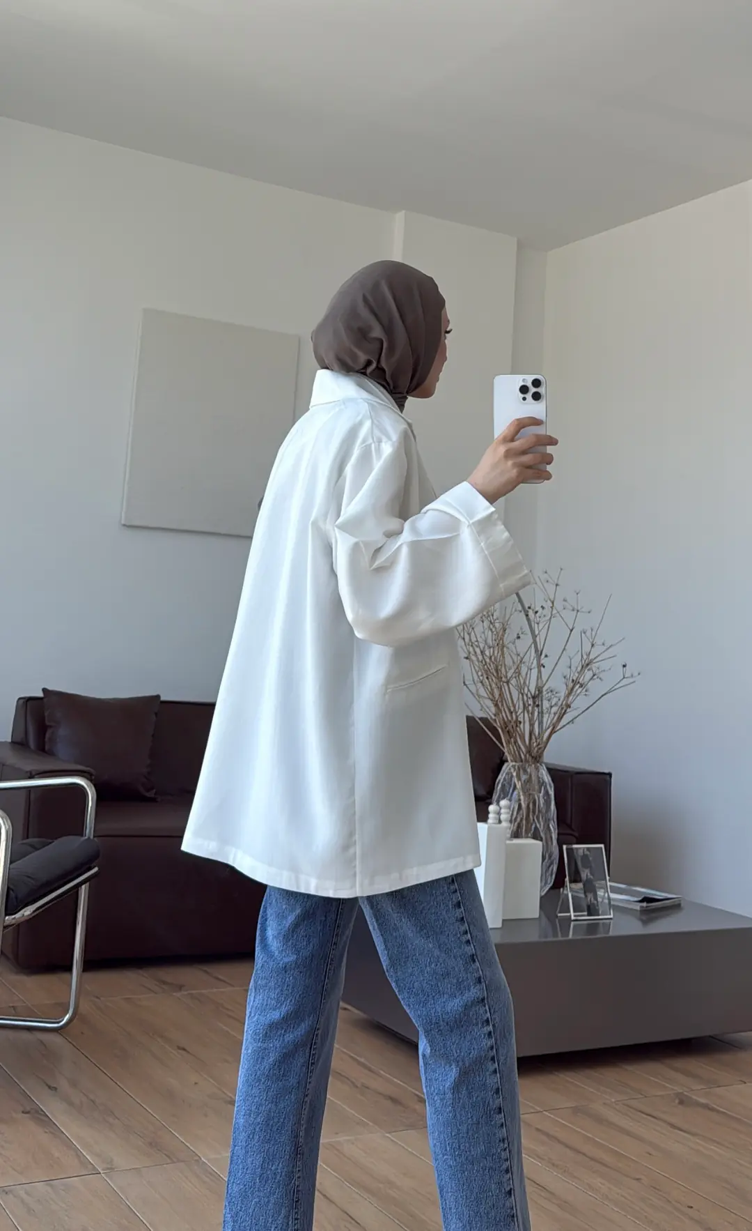 Kemerli Cepli Yazlık Ceket Beyaz