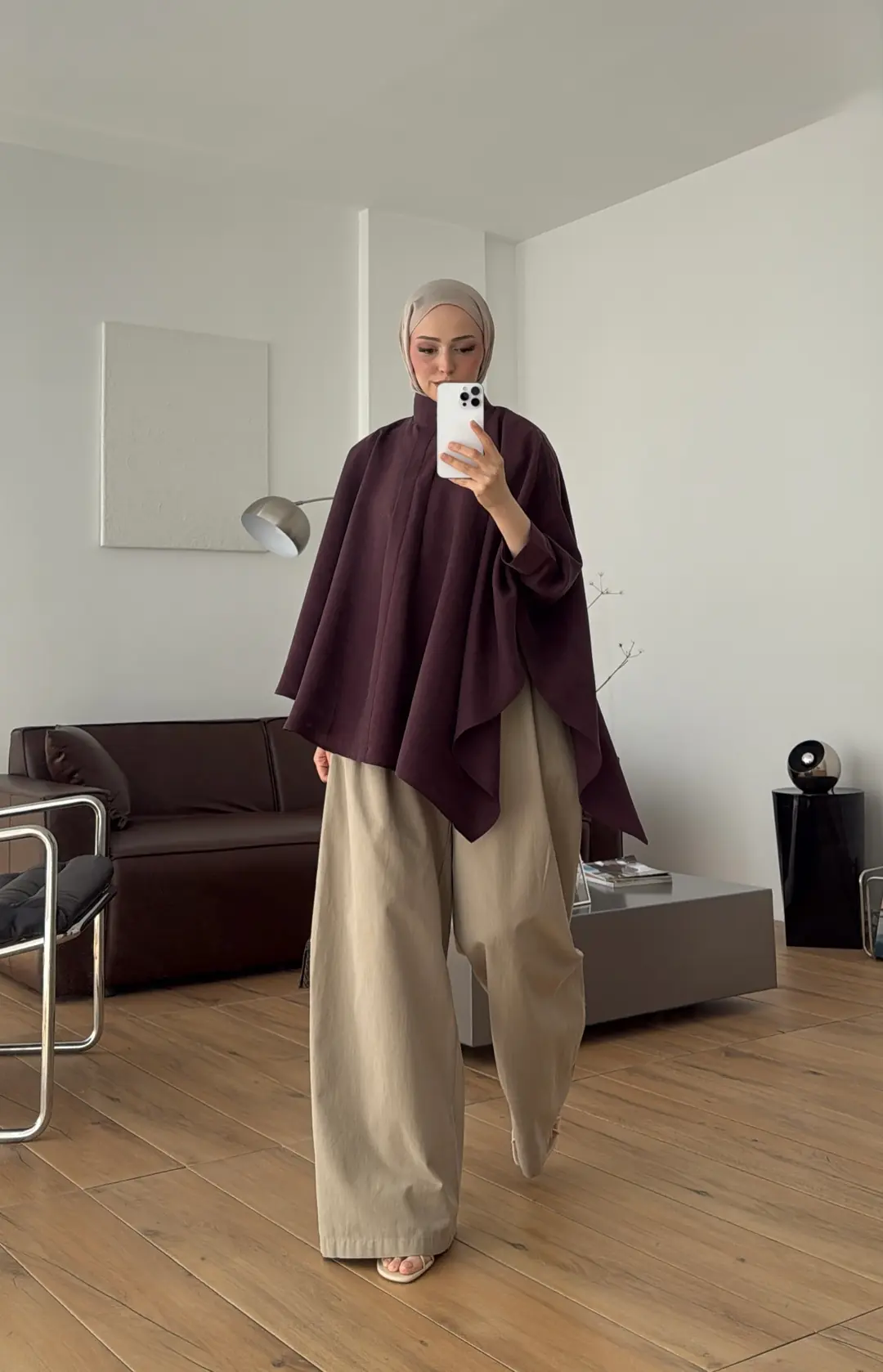 Dik Yaka Pelerin Bluz Mürdüm
