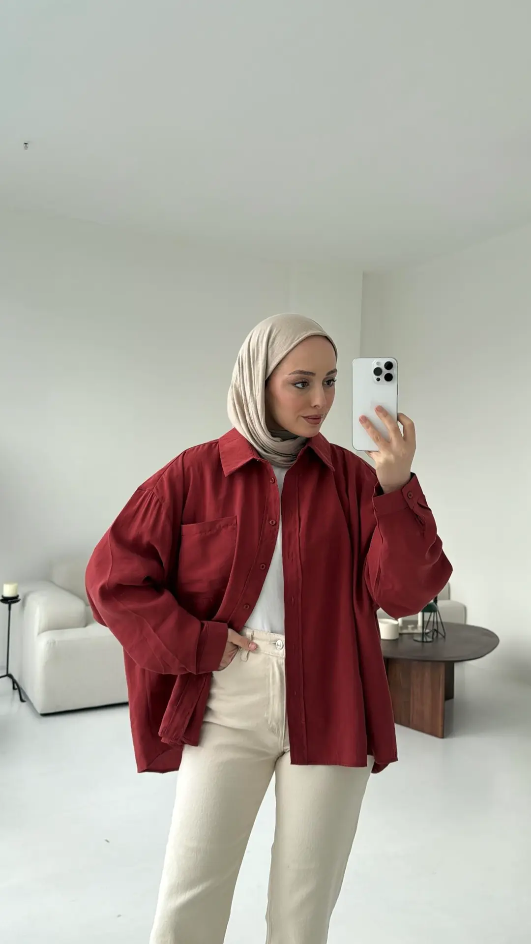 Cepli Oversize Gömlek Kiremit