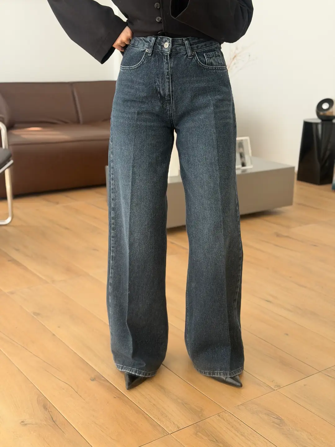 Koyu Mavi Wide Leg Jean