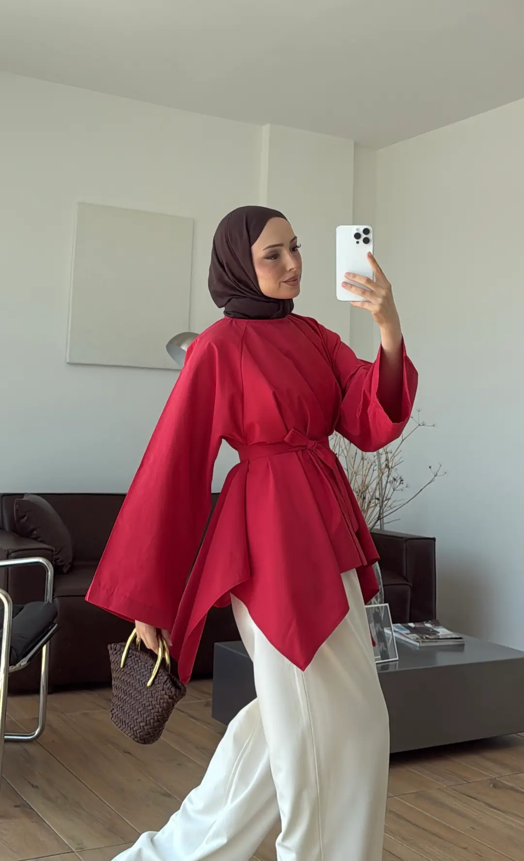 Dalgalı Tunik Kırmızı