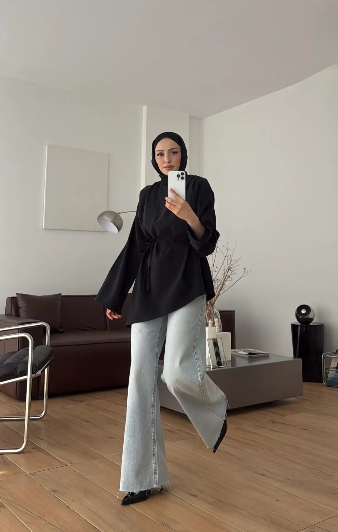 Vatkalı Asimetrik Bluz Siyah