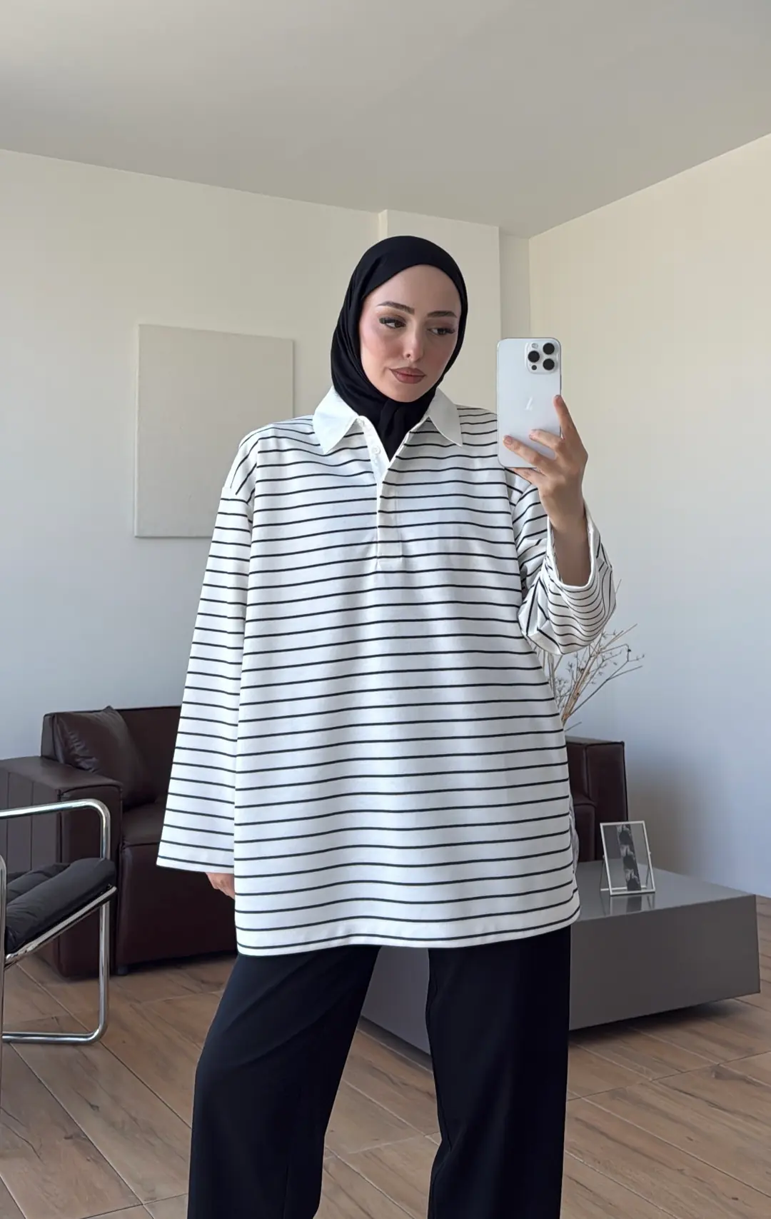 Gizli Patlı Çizgili Sweatshırt