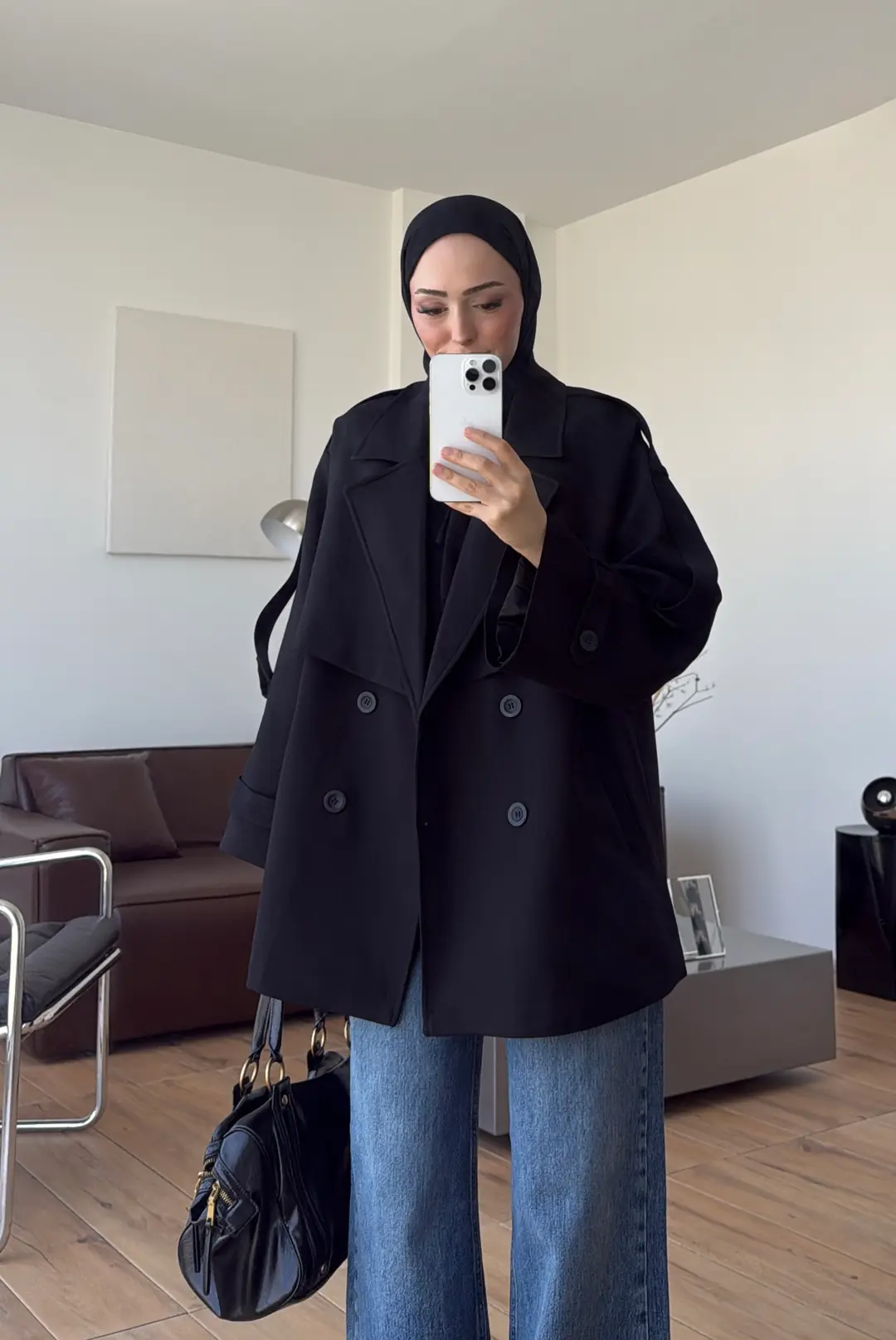 Kısa Trenc Siyah
