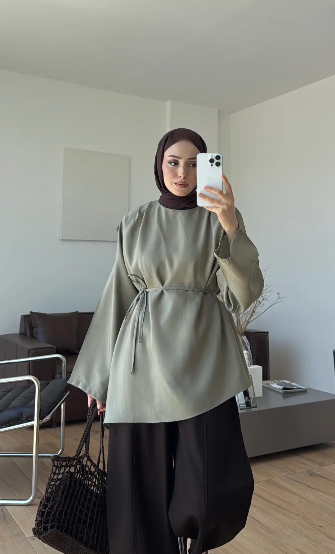 Vatkalı Asimetrik Bluz Haki