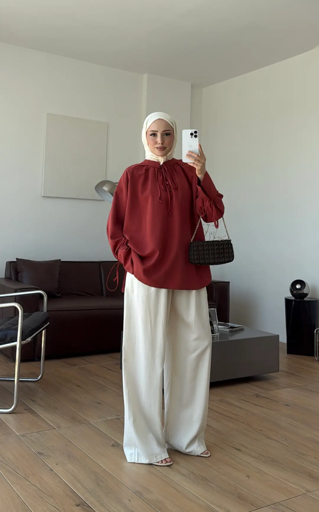 Bağcık Detay Bluz Kiremit